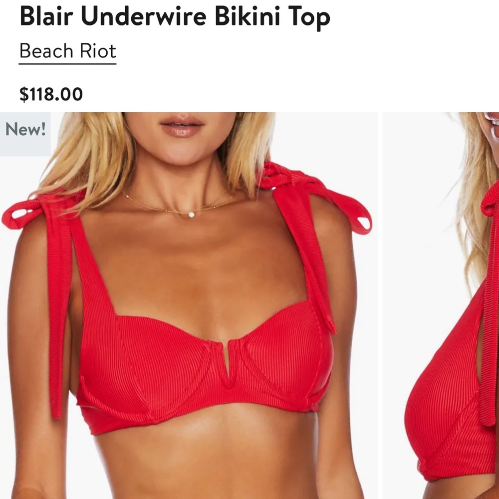 Beach riot red Blair underwire bikini top size M nwt